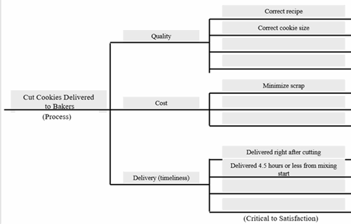 Example of critical to satisfaction tree identifying steps in the process